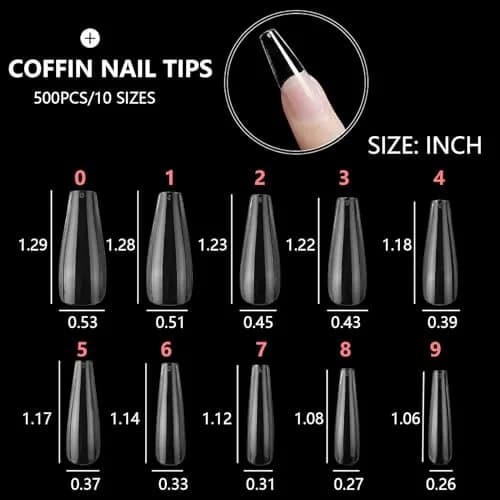 Ohlove Clear Coffin Nail Tips Full Cover Ballerina False Nail Tips 500 Piece Assortment | DIY Nail Art for Acrylic Application thumbnail 5