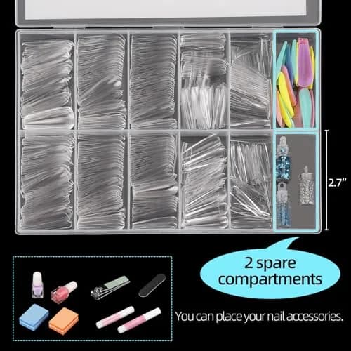 Ohlove Clear Coffin Nail Tips Full Cover Ballerina False Nail Tips 500 Piece Assortment | DIY Nail Art for Acrylic Application thumbnail 3