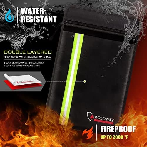 ROLOWAY Fireproof Document Bag 40 x 28 cm (15 x 11 inch) | Protects Cash, Legal Papers, Laptop thumbnail 6