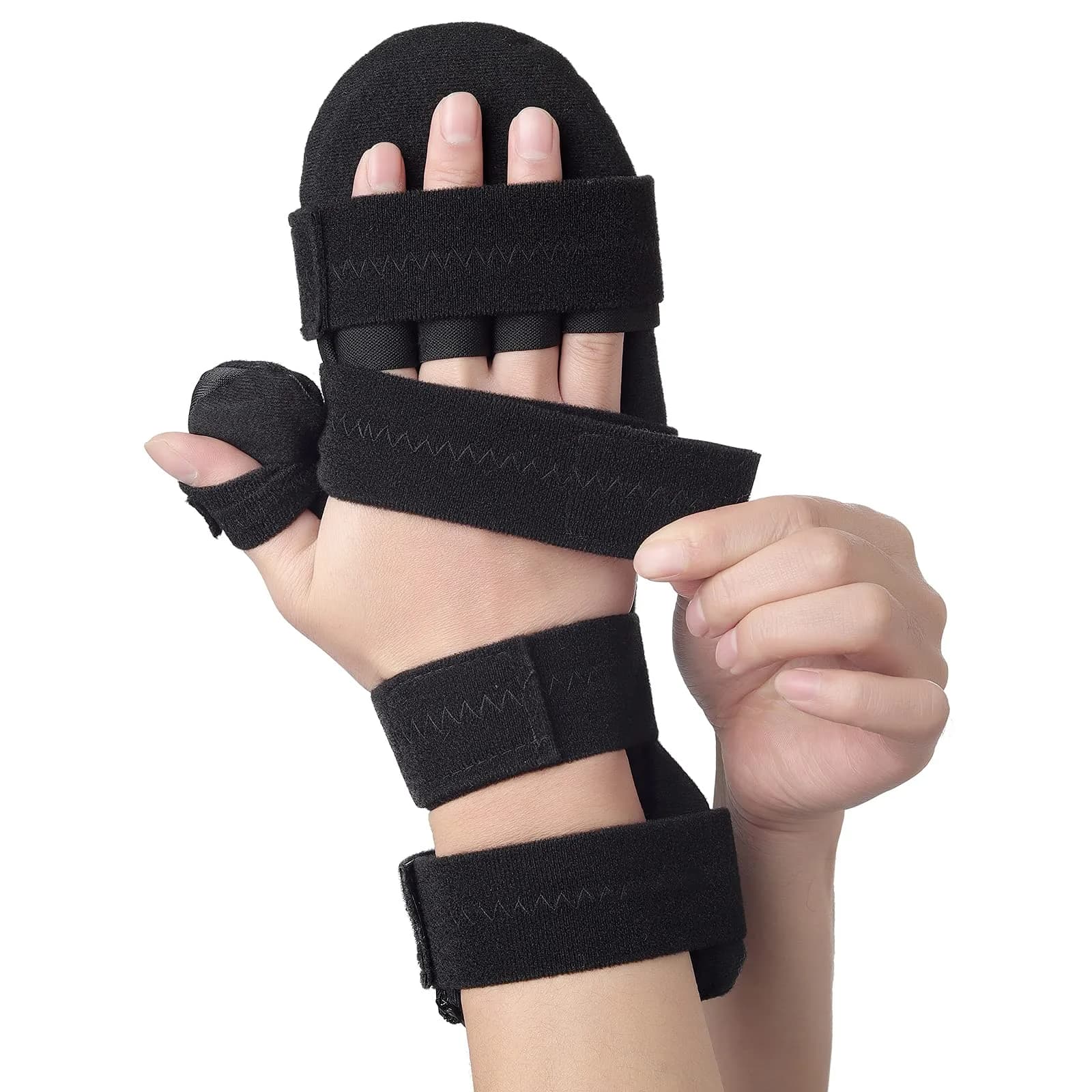 Sylong Stroke Resting Hand Splint Black L/XL | Adjustable Night Wrist Brace for Carpal Tunnel Pain & Tendonitis - main product image
