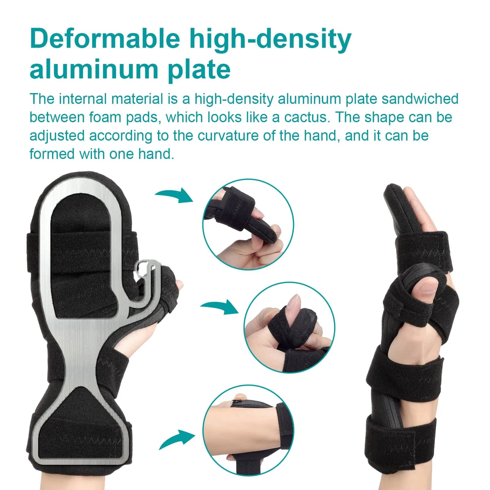 Sylong Stroke Resting Hand Splint Black L/XL | Adjustable Night Wrist Brace for Carpal Tunnel Pain & Tendonitis - view 5