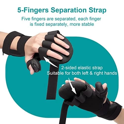Sylong Stroke Resting Hand Splint Black L/XL | Adjustable Night Wrist Brace for Carpal Tunnel Pain & Tendonitis thumbnail 6