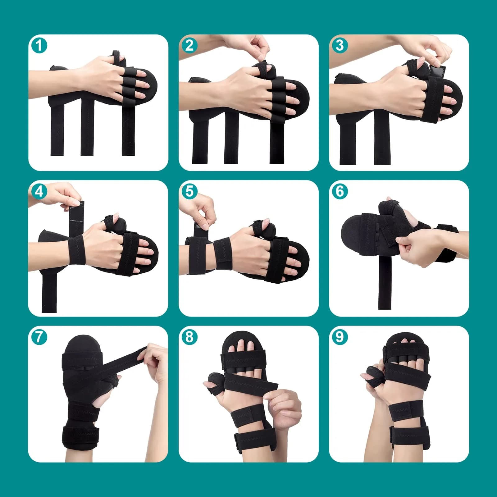 Sylong Stroke Resting Hand Splint Black L/XL | Adjustable Night Wrist Brace for Carpal Tunnel Pain & Tendonitis - view 7