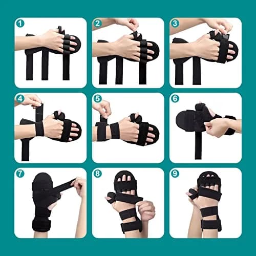 Sylong Stroke Resting Hand Splint Black L/XL | Adjustable Night Wrist Brace for Carpal Tunnel Pain & Tendonitis thumbnail 7
