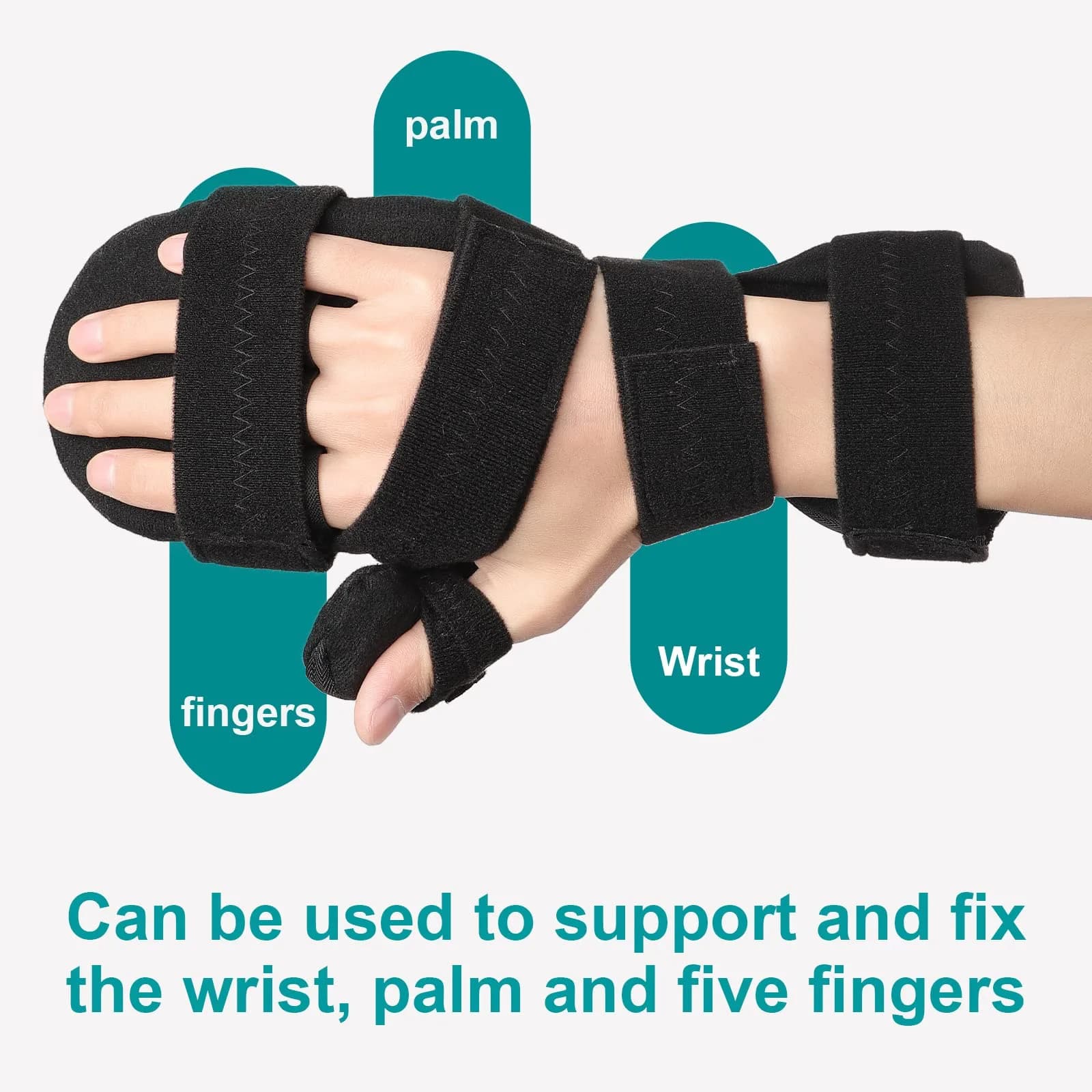 Sylong Stroke Resting Hand Splint Black L/XL | Adjustable Night Wrist Brace for Carpal Tunnel Pain & Tendonitis - view 2