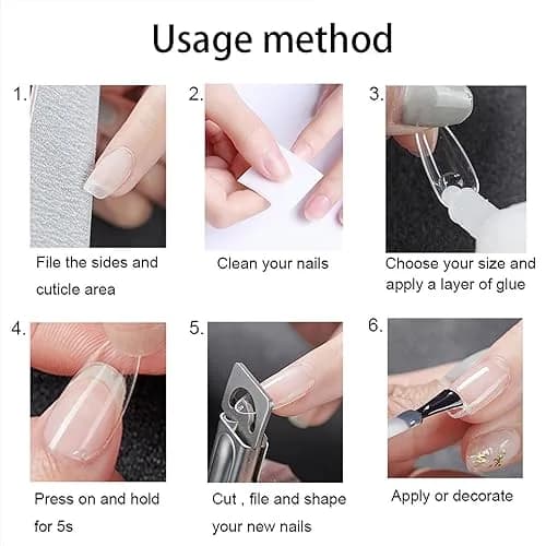 Ohlove Square Nail Tips Full Cover Clear Fake Nail Tips for Acrylic Nails, Size 0~9 (500 Count) thumbnail 6