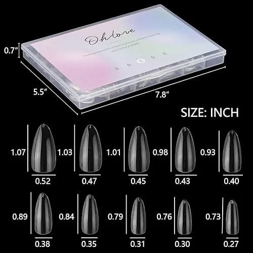 Ohlove Clear Almond Fake Nail Tips Full Cover Acrylic Nails 500 Piece Assortment | DIY Nail Art for Professional & Beginner Use thumbnail 3