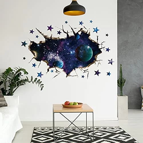 HOLENGS 3D Galaxy Blue Cosmic Milky Way Wall Stickers | Space Planets Decor for Kids & Living Room thumbnail 4