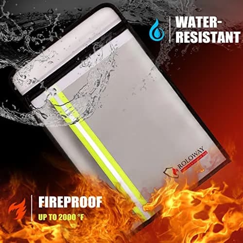 ROLOWAY Fireproof Document Bag 38cm x 28cm (15 x 11 inch) | Protects Documents from Fire and Water thumbnail 6