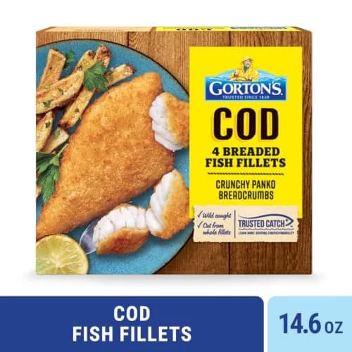 Gorton’s Breaded Fish Fillets, Wild Caught Cod, 14.6oz | Crunchy Panko Breadcrumbs, Frozen, 4 Count thumbnail 1
