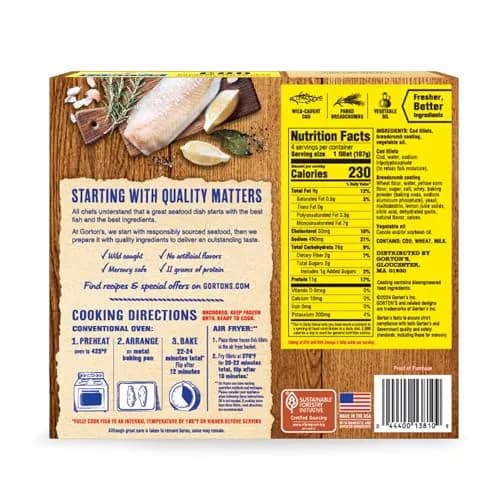 Gorton’s Breaded Fish Fillets, Wild Caught Cod, 14.6oz | Crunchy Panko Breadcrumbs, Frozen, 4 Count thumbnail 3