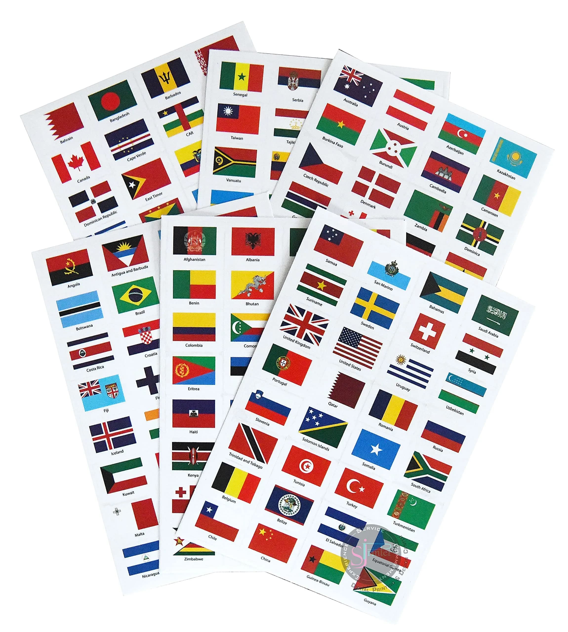 SJPRINTER World Flags Stickers - 192 Countries Transparent Planner Travel Stickers | Classic Multicolor Variety Pack — Multicolor