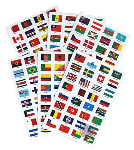SJPRINTER World Flags Stickers - 192 Countries Transparent Planner Travel Stickers | Classic Multicolor Variety Pack thumbnail 1