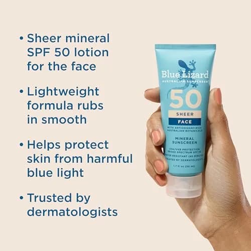 Blue Lizard Sheer Face Mineral SPF 50 Sunscreen Lotion, 1.7 fl oz | Blue Light & UVB Protection, Nourishes & Hydrates thumbnail 2