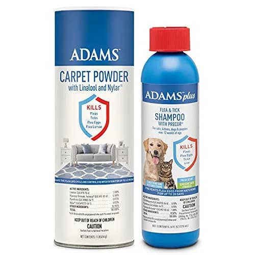 ADAMS Carpet Powder & Shampoo Bundle | Flea & Tick Control for Cats & Dogs, 16oz (473ml) | Long-Lasting Flea Cycle Breaker thumbnail 1