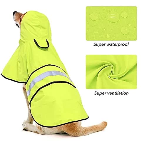 Ezierfy Dog Raincoat - Reflective Pet Rain Jacket for Dogs, Adjustable Hooded Raincoat, Small to X-Large Dogs, Neon Green | Waterproof & Safe thumbnail 5