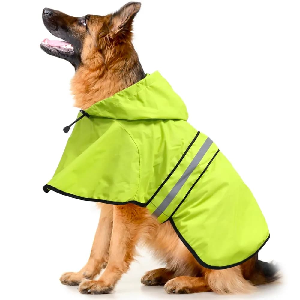 Ezierfy Dog Raincoat - Reflective Pet Rain Jacket for Dogs, Adjustable Hooded Raincoat, Small to X-Large Dogs, Neon Green | Waterproof & Safe