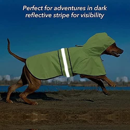 Ezierfy Dog Raincoat - Reflective Pet Rain Jacket for Dogs, Adjustable Hooded Raincoat, Small to X-Large Dogs, Neon Green | Waterproof & Safe thumbnail 3