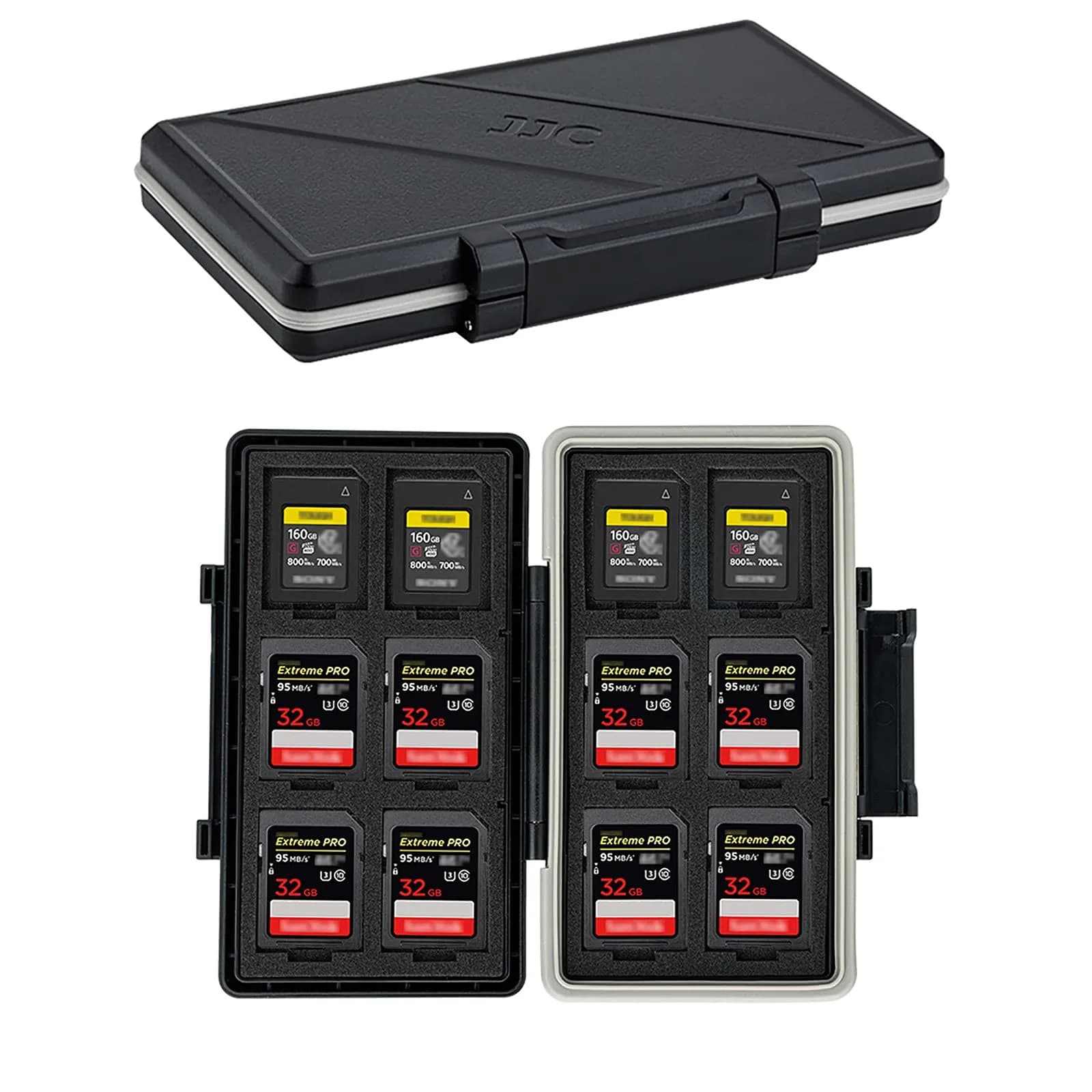 JJC Black 24-Slot Memory Card Case | Water-Resistant & Anti-Shock for 12 CFexpress Type-A + 12 SD Cards - main product image