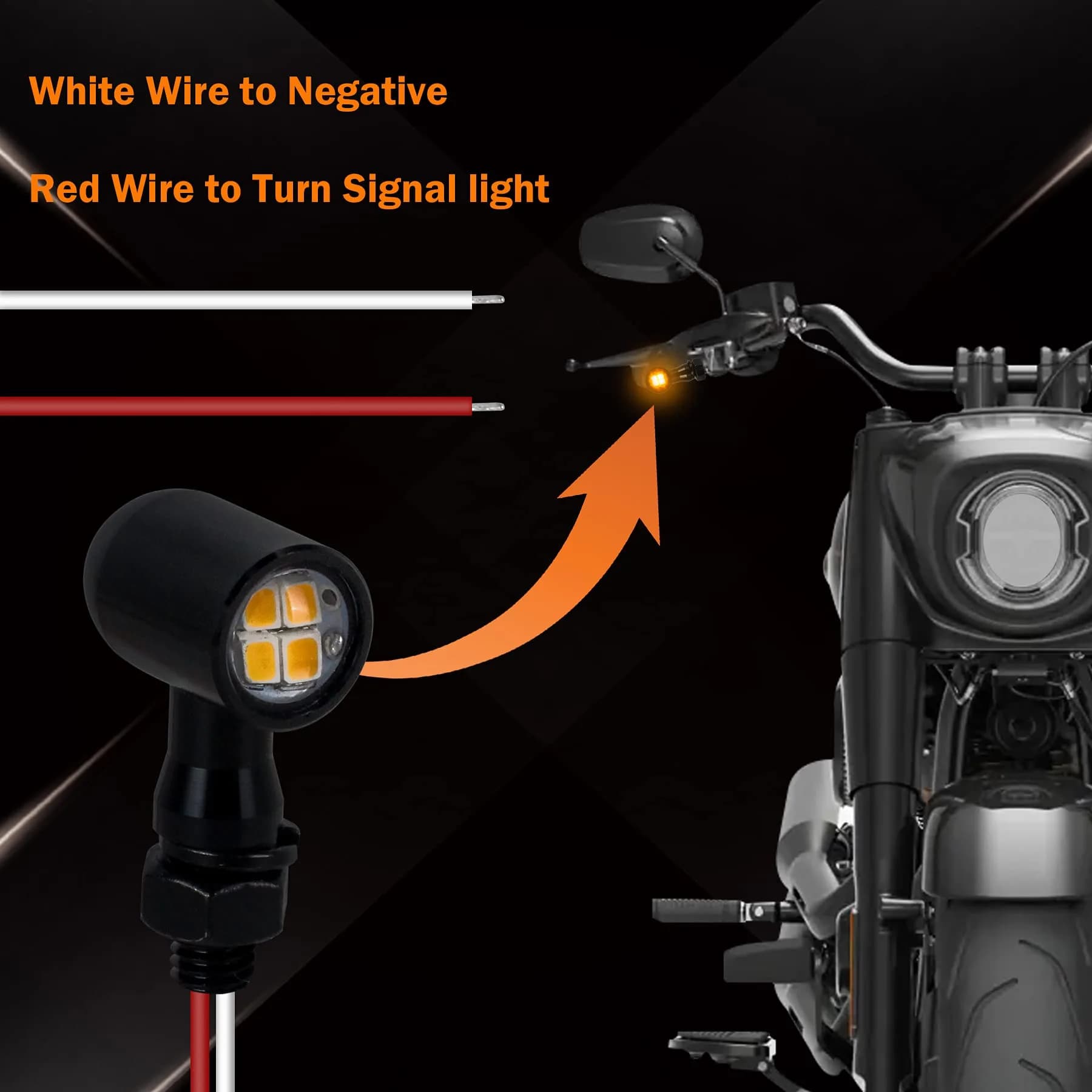 QUASCO Mini LED Turn Signal Lights with 8mm Mount, Amber Light, 12V DC | Universal Motorcycle Indicators - view 5