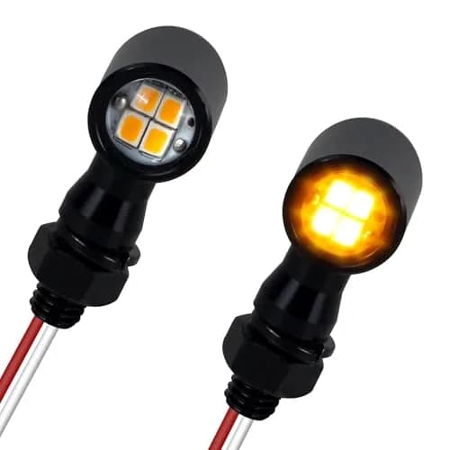 QUASCO Mini LED Turn Signal Lights with 8mm Mount, Amber Light, 12V DC | Universal Motorcycle Indicators thumbnail 1