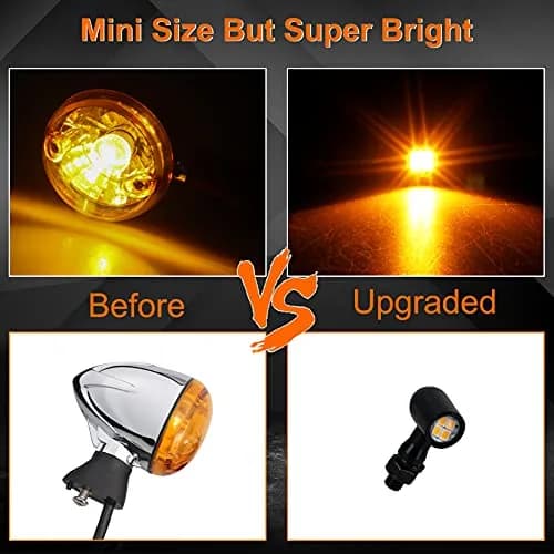 QUASCO Mini LED Turn Signal Lights with 8mm Mount, Amber Light, 12V DC | Universal Motorcycle Indicators thumbnail 3