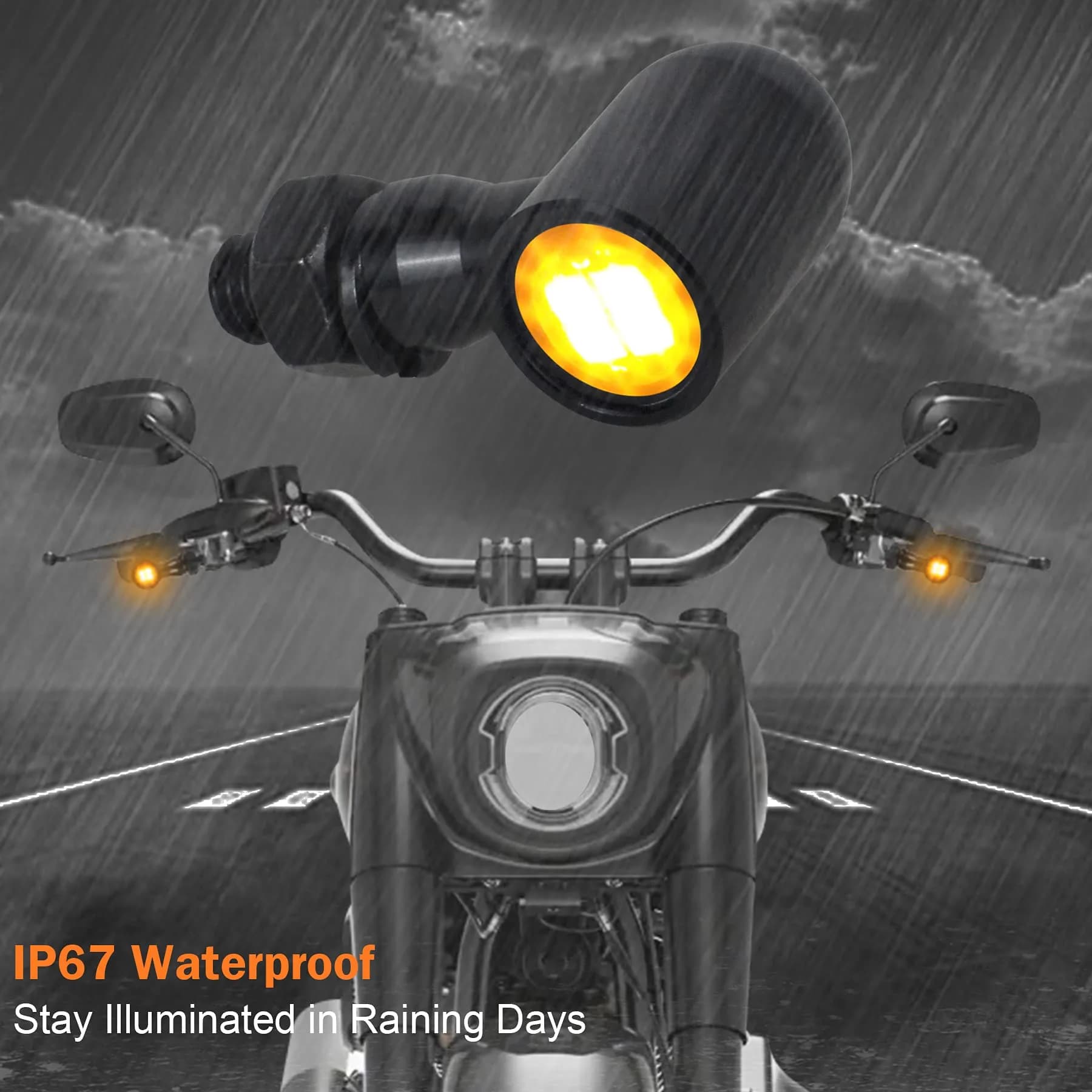 QUASCO Mini LED Turn Signal Lights with 8mm Mount, Amber Light, 12V DC | Universal Motorcycle Indicators - view 4
