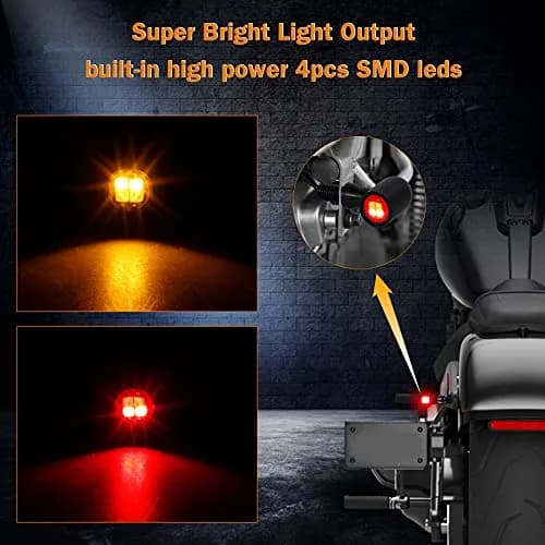 QUASCO Mini LED Motorcycle Turn Signals Brake Tail Light Pair | Universal 12V DC Rear Fitment thumbnail 2