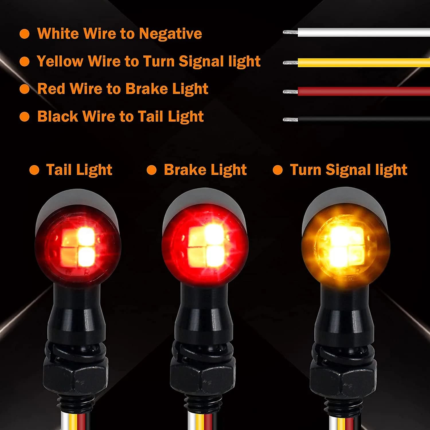 QUASCO Mini LED Motorcycle Turn Signals Brake Tail Light Pair | Universal 12V DC Rear Fitment - view 3
