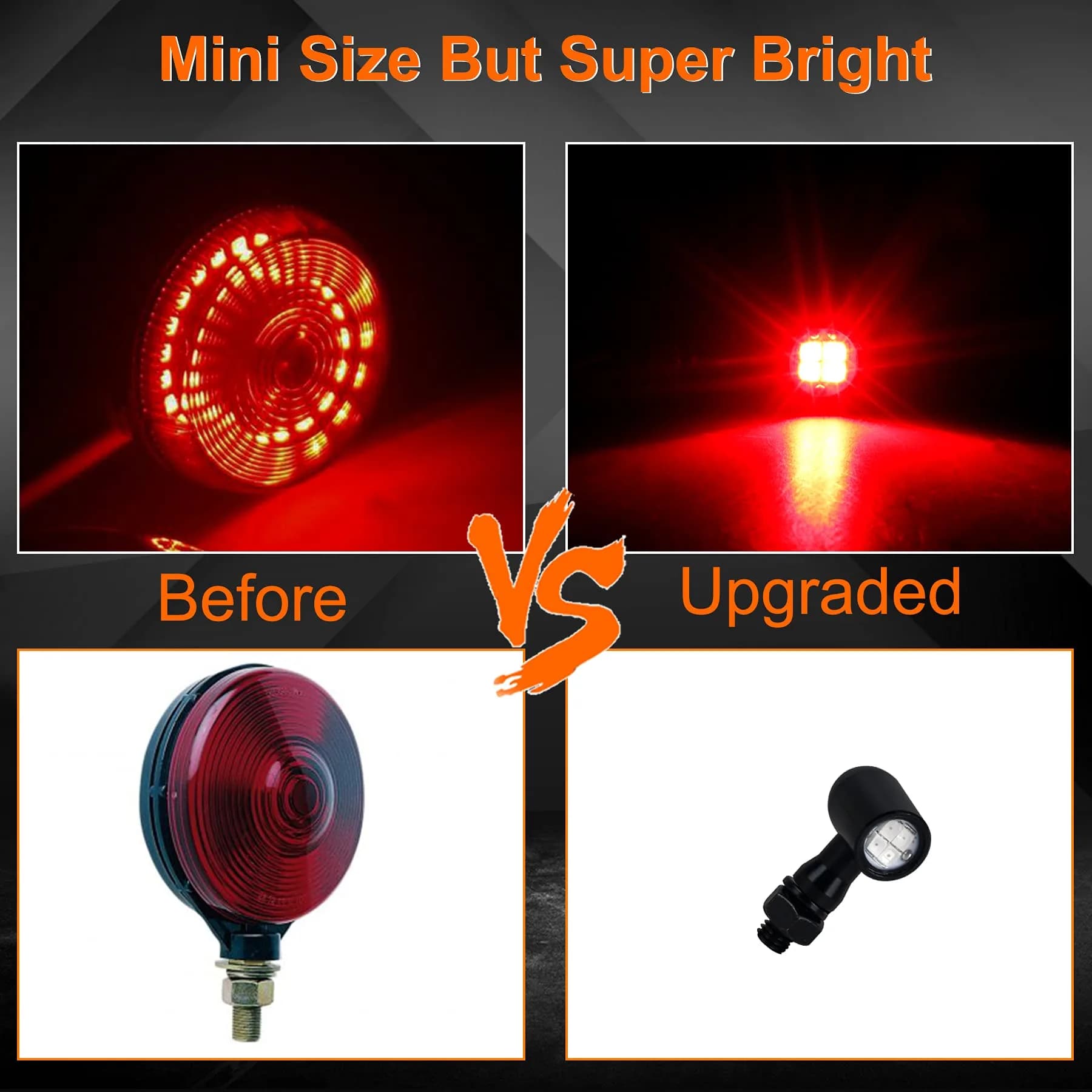 QUASCO Mini LED Motorcycle Turn Signals Brake Tail Light Pair | Universal 12V DC Rear Fitment - view 4