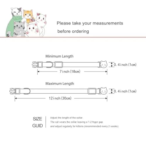 Yizepet Cat Collars with Bells, Breakaway Kitten Collar, Cute Kitty Collar, Pet Supplies Accessories | Adjustable Floral Design (70-120 chars) thumbnail 5