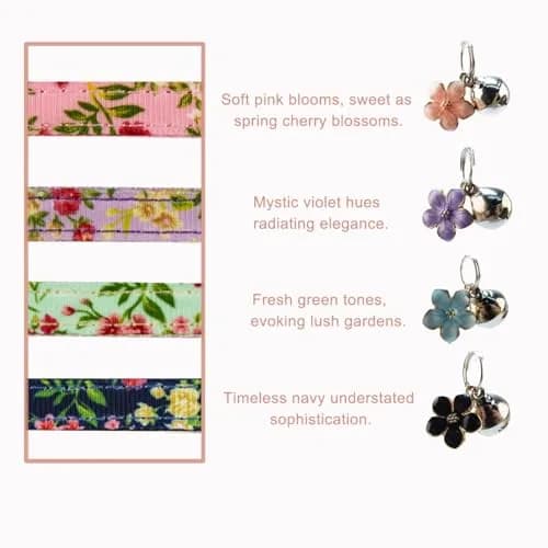Yizepet Cat Collars with Bells, Breakaway Kitten Collar, Cute Kitty Collar, Pet Supplies Accessories | Adjustable Floral Design (70-120 chars) thumbnail 3