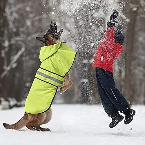 Ezierfy Waterproof Dog Rain Coat - Adjustable Hooded Pet Rain Jacket Neon Green | Reflective Lightweight thumbnail 8