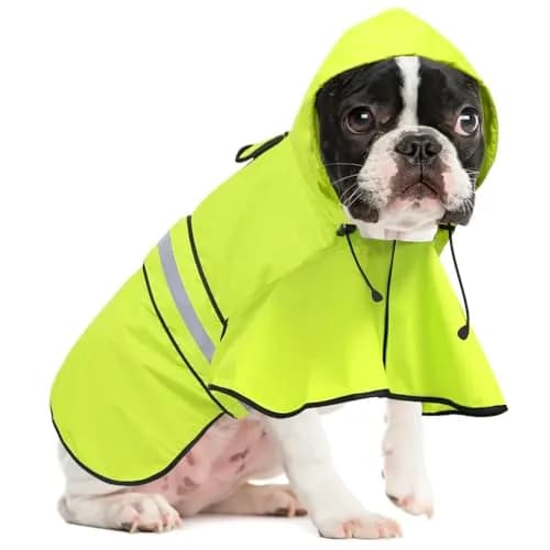 Ezierfy Waterproof Dog Rain Coat - Adjustable Hooded Pet Rain Jacket Neon Green | Reflective Lightweight thumbnail 2