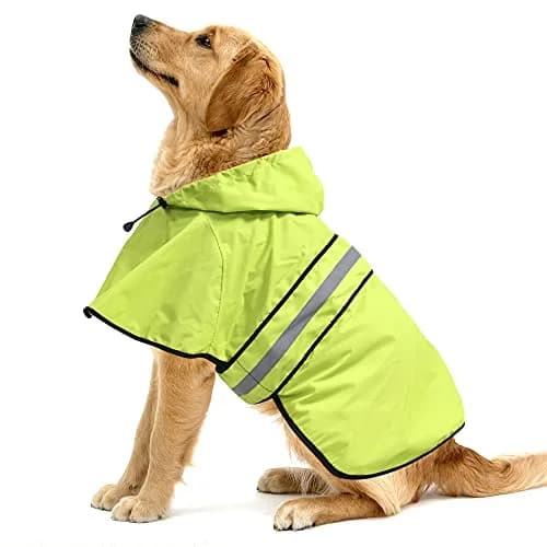Ezierfy Waterproof Raincoats for Dogs - Adjustable Pet Raincoat Jacket, Lightweight Dog Hooded Rain Coat Waterproof Rain Poncho for Small to X-Large Dogs (Neon Green, Large) thumbnail 1