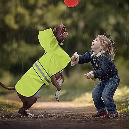 Ezierfy Waterproof Raincoats for Dogs - Adjustable Pet Raincoat Jacket, Lightweight Dog Hooded Rain Coat Waterproof Rain Poncho for Small to X-Large Dogs (Neon Green, Large) thumbnail 7