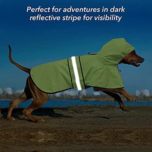 Ezierfy Waterproof Raincoats for Dogs - Adjustable Pet Raincoat Jacket, Lightweight Dog Hooded Rain Coat Waterproof Rain Poncho for Small to X-Large Dogs (Neon Green, Large) thumbnail 3