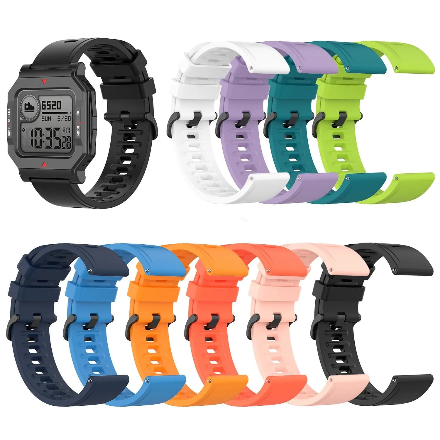 Senter 20mm Silicone Sport Band for Amazfit Neo/GTR 42mm/GTS Series, Samsung Galaxy Watch 42mm, Garmin Vivoactive 3 — 3-Pack