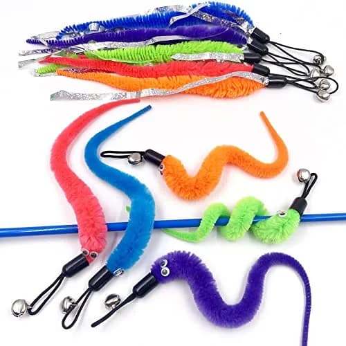 TIENAILING Cat Toy Worm Refills | 15 Pieces Interactive Cat Wand Attachments for Indoor Cats thumbnail 4
