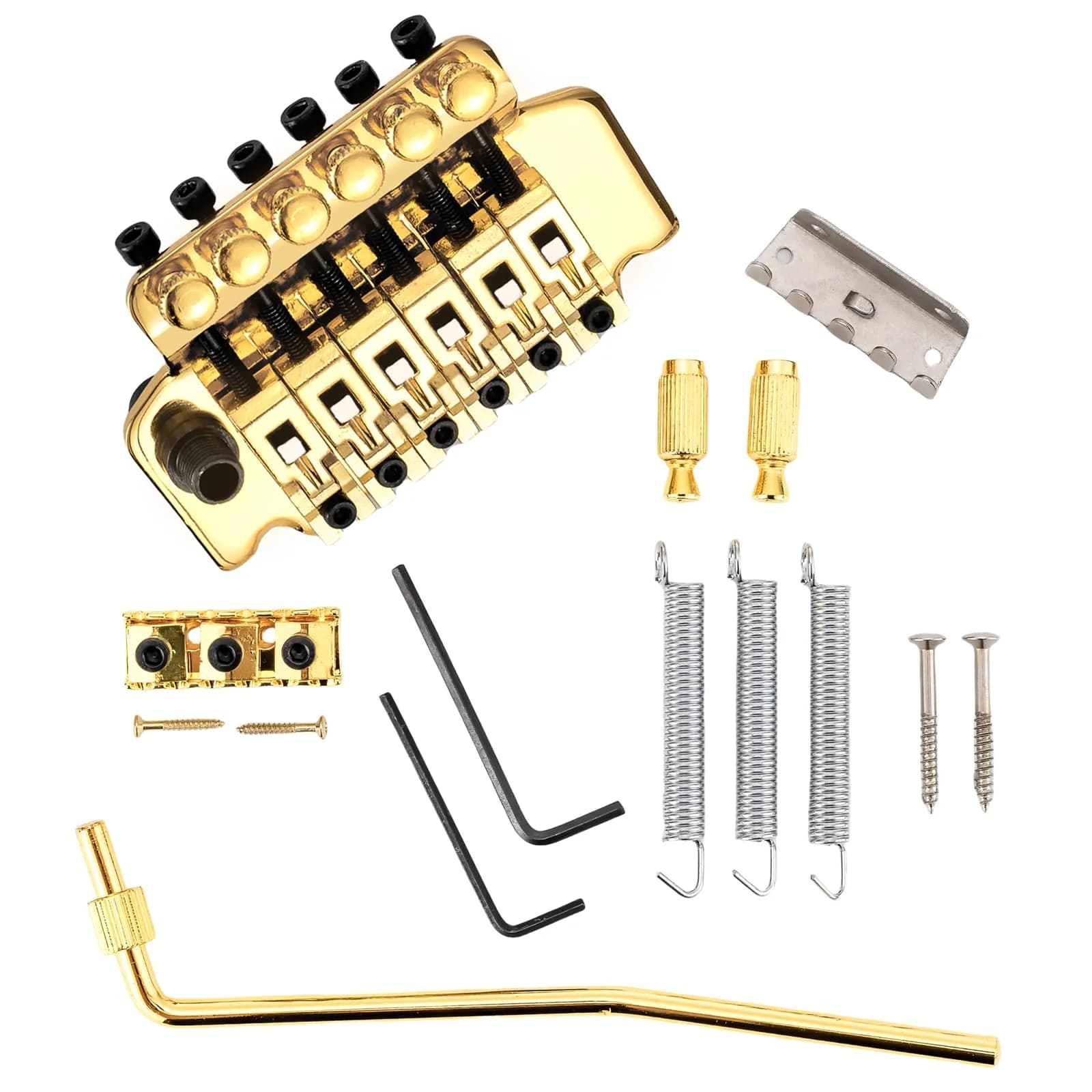 Swhmc Gold 2-Point Double Locking Tremolo Bridge for Stratocaster 93mm (3.66inch) | Tuning Stability for Whammy Bar Use