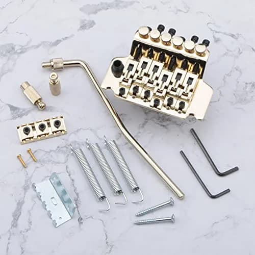Swhmc Gold 2-Point Double Locking Tremolo Bridge for Stratocaster 93mm (3.66inch) | Tuning Stability for Whammy Bar Use thumbnail 7