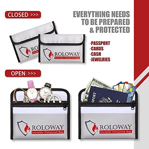 ROLOWAY Small Fireproof Bag 13cm x 20cm (5 x 8 inches) | Dual-Layer Fiberglass & Silicone Protection thumbnail 4