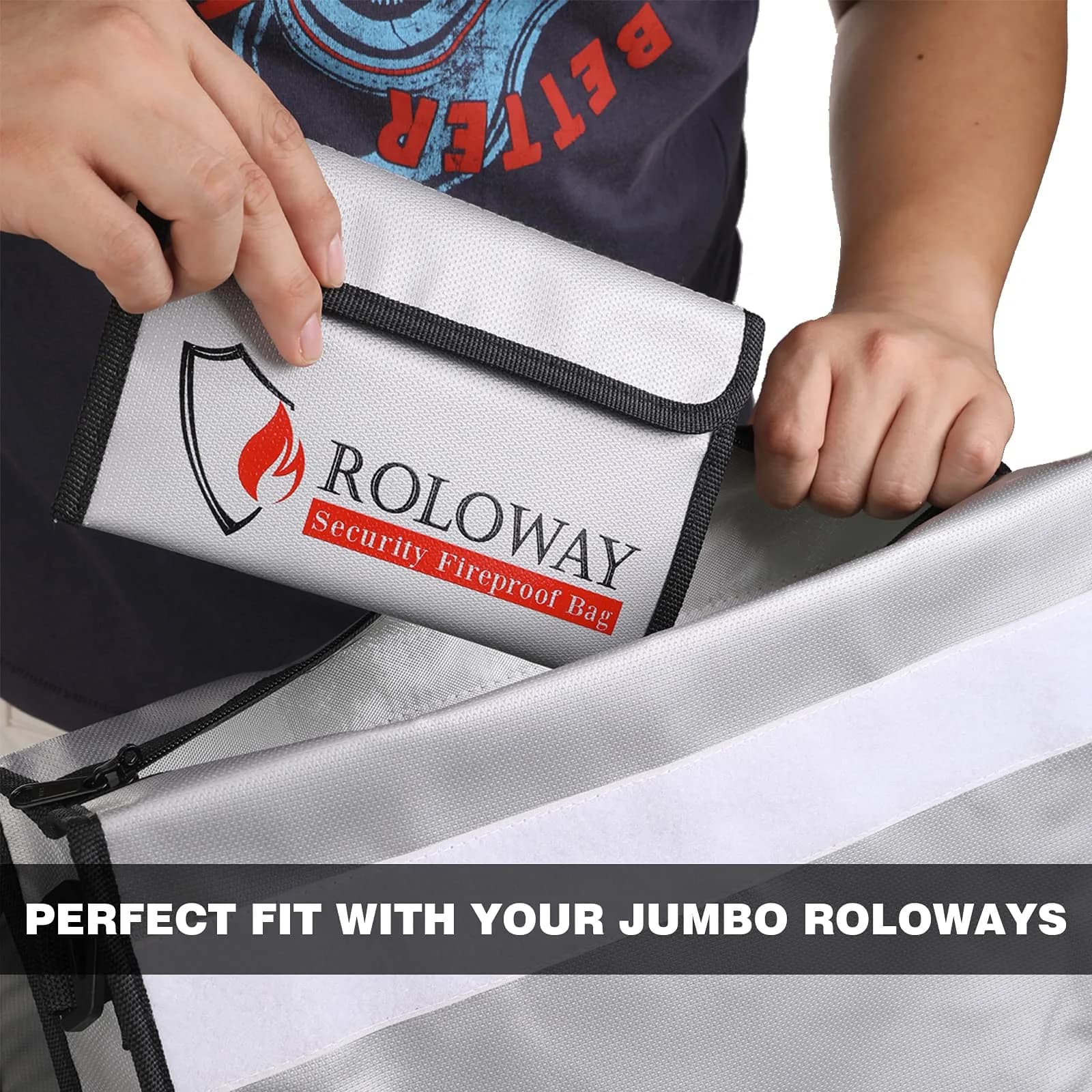 ROLOWAY Small Fireproof Bag 13cm x 20cm (5 x 8 inches) | Dual-Layer Fiberglass & Silicone Protection - view 5