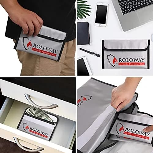 ROLOWAY Small Fireproof Bag 13cm x 20cm (5 x 8 inches) | Dual-Layer Fiberglass & Silicone Protection thumbnail 6