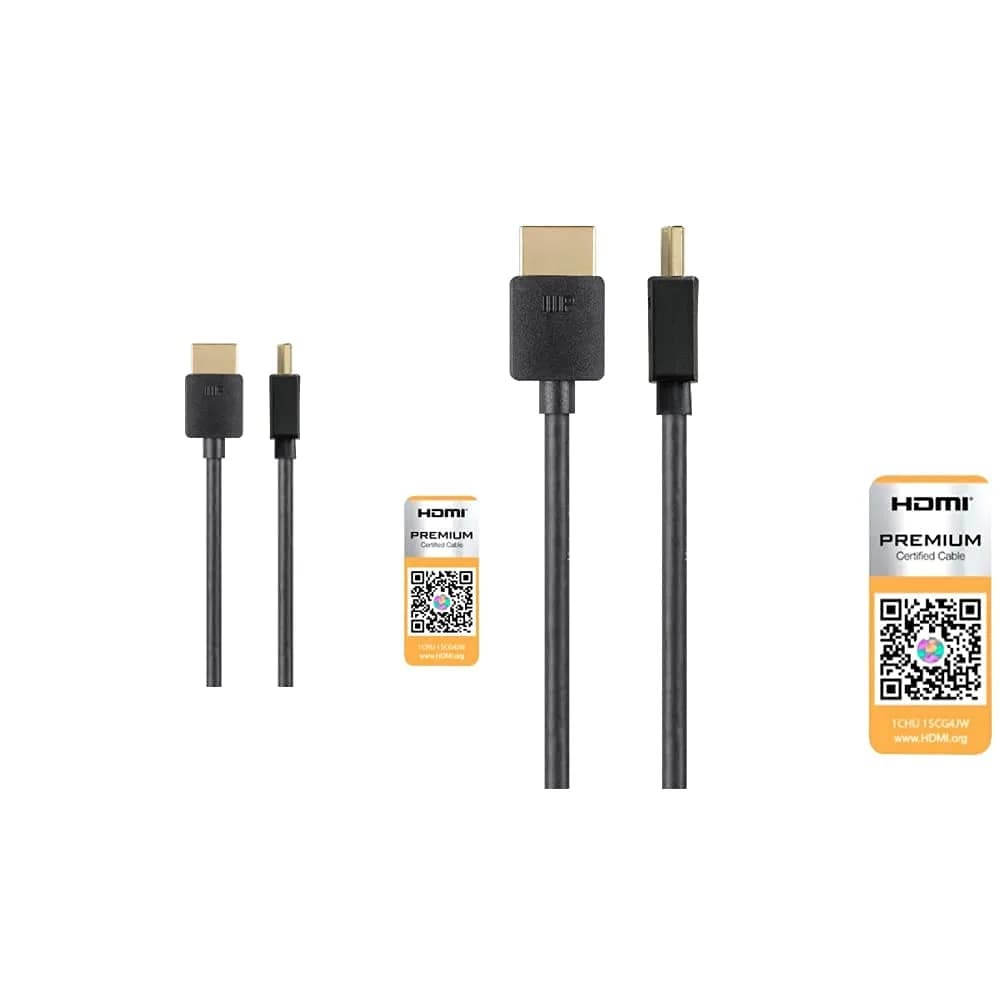 Monoprice High Speed HDMI Cable 2ft | Certified Premium 4K@60Hz HDR 18Gbps — Black