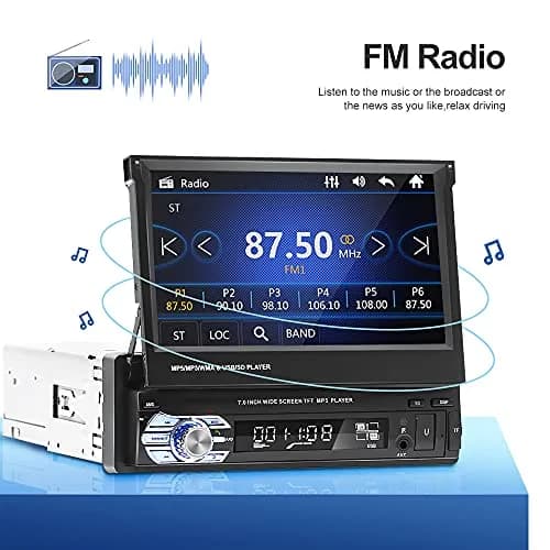 NHOPEEW Bluetooth Car Stereo 7 Inch Retractable Touchscreen with Backup Camera Support Mirror Link thumbnail 5