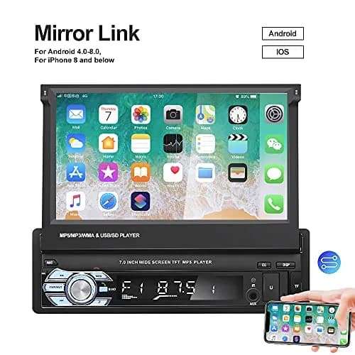 NHOPEEW Bluetooth Car Stereo 7 Inch Retractable Touchscreen with Backup Camera Support Mirror Link thumbnail 7