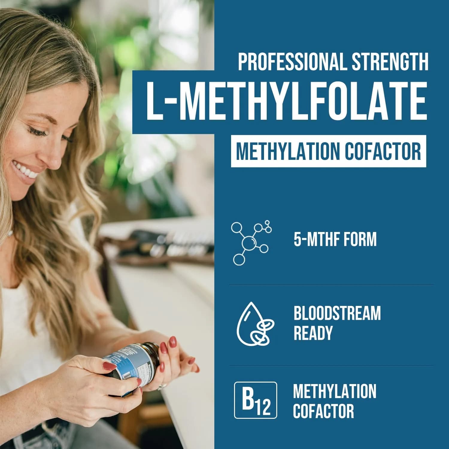 Triquetra Health L-Methylfolate 15mg Plus Methyl B12 Cofactor Capsules | Active Folate & B12 for Mood, Methylation, Cognition (60 Count) - view 2