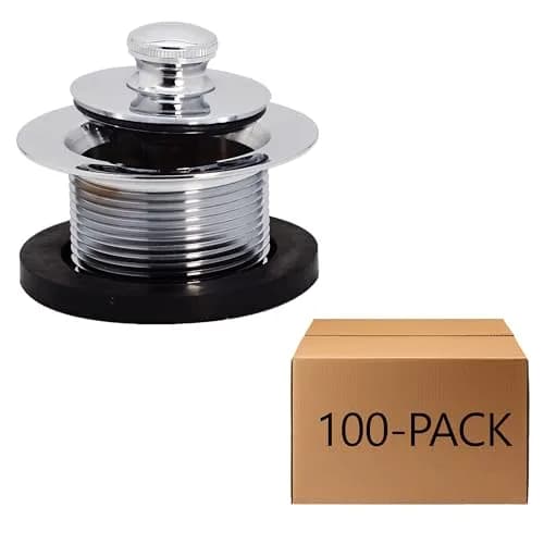 Westbrass 1-1/2" NPSM Coarse Thread Twist & Close Bathtub Drain Plug, Polished Chrome (100-Pack) | Fits Coarse Thread Tub Drain Shoe thumbnail 1