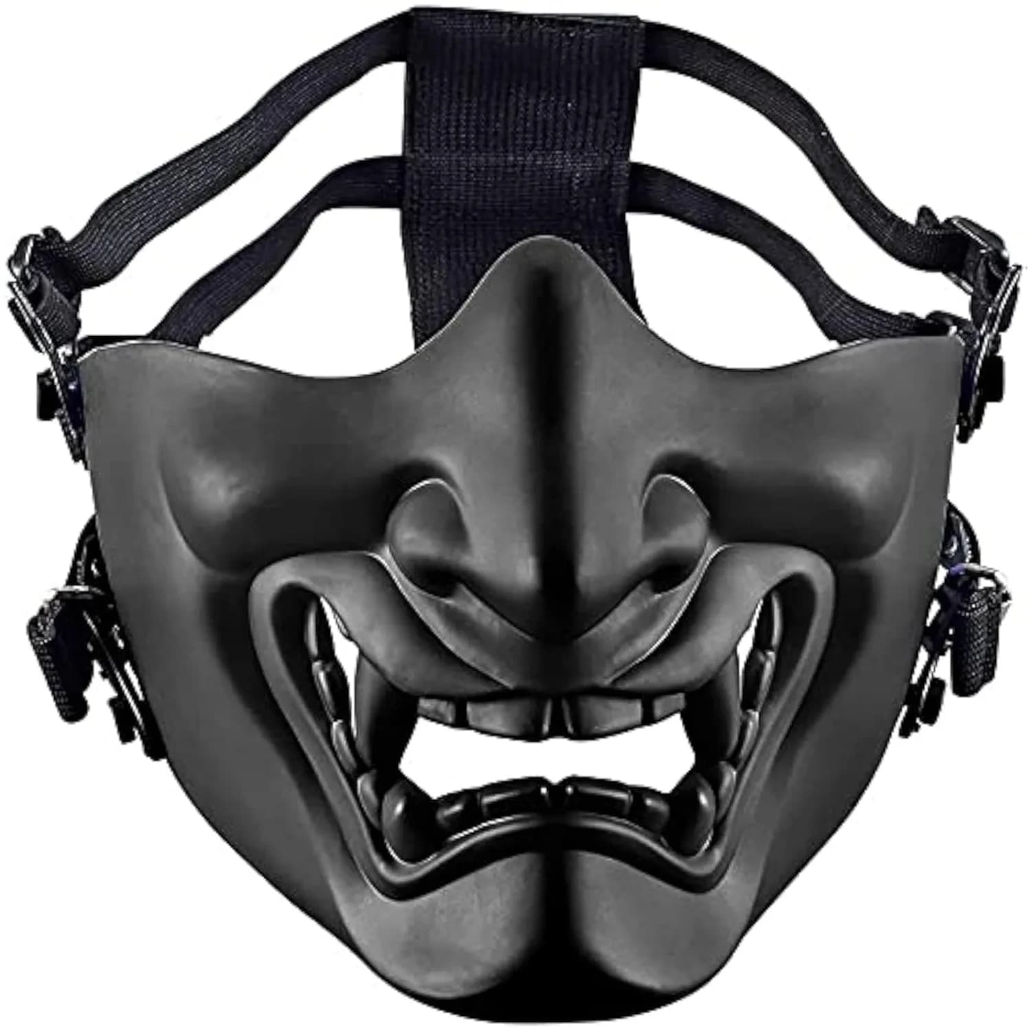 MTGHYARE Tactical Half Face Mask Black | Evil Demon Hannya Samurai Oni Airsoft Protective Mask for CS Game - main product image